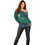 Personalized Newcastle Knights Off Shoulder Sweater Aboriginal Pattern with Graffiti Style Design