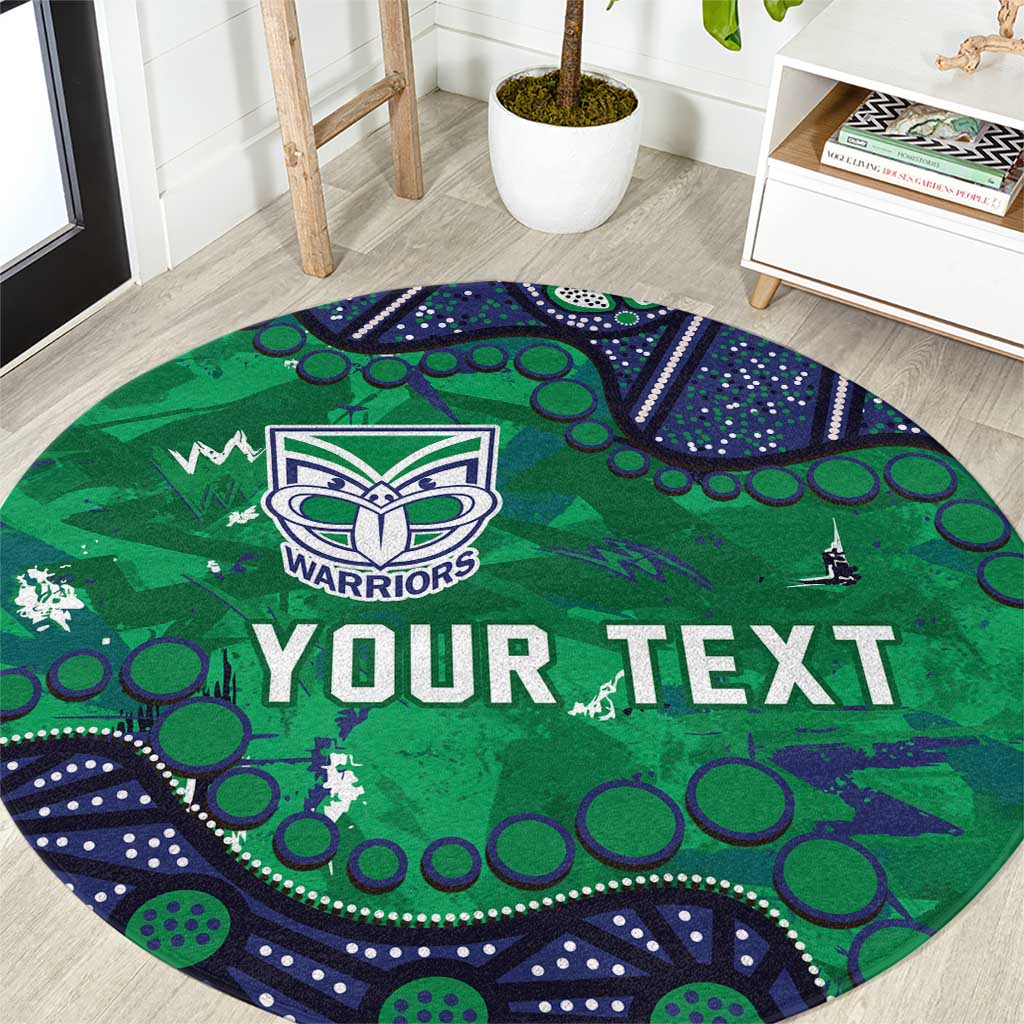 Personalized Newcastle Knights Round Carpet Aboriginal Pattern with Graffiti Style Design