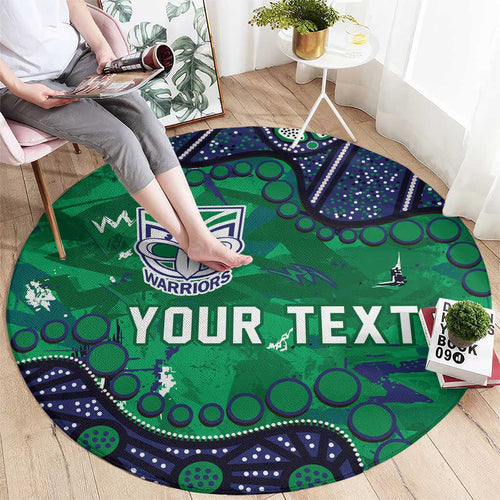 Personalized Newcastle Knights Round Carpet Aboriginal Pattern with Graffiti Style Design