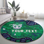 Personalized Newcastle Knights Round Carpet Aboriginal Pattern with Graffiti Style Design