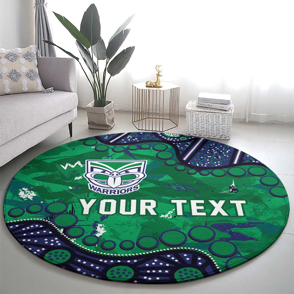 Personalized Newcastle Knights Round Carpet Aboriginal Pattern with Graffiti Style Design