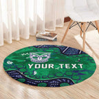 Personalized Newcastle Knights Round Carpet Aboriginal Pattern with Graffiti Style Design