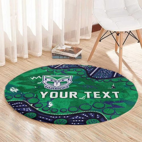 Personalized Newcastle Knights Round Carpet Aboriginal Pattern with Graffiti Style Design