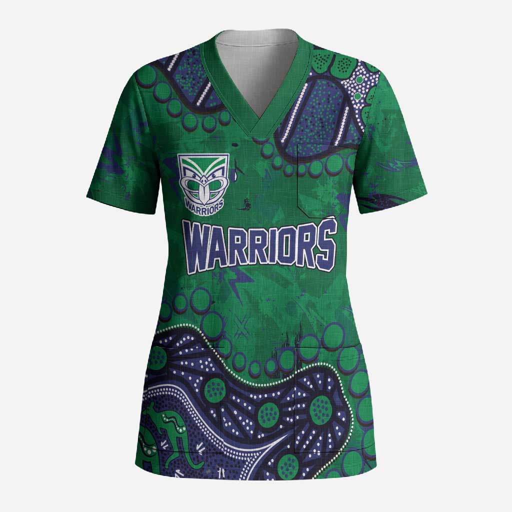 Personalized Newcastle Knights Scrub Top Aboriginal Pattern with Graffiti Style Design