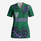 Personalized Newcastle Knights Scrub Top Aboriginal Pattern with Graffiti Style Design