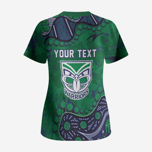Personalized Newcastle Knights Scrub Top Aboriginal Pattern with Graffiti Style Design