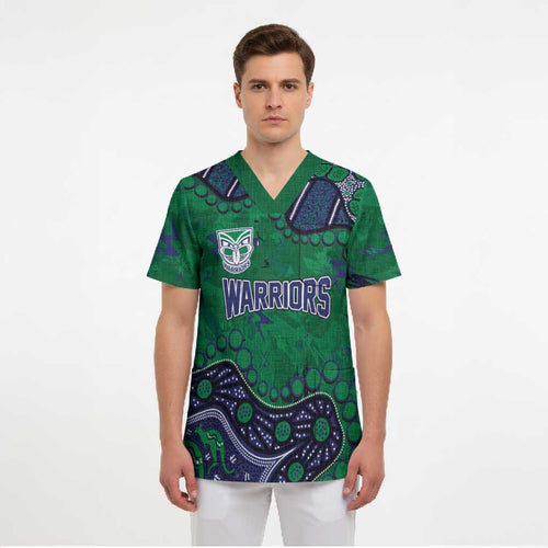 Personalized Newcastle Knights Scrub Top Aboriginal Pattern with Graffiti Style Design