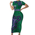 Personalized Newcastle Knights Short Sleeve Bodycon Dress Aboriginal Pattern with Graffiti Style Design