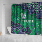 Personalized Newcastle Knights Shower Curtain Aboriginal Pattern with Graffiti Style Design
