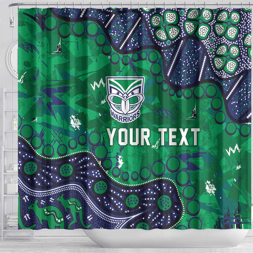 Personalized Newcastle Knights Shower Curtain Aboriginal Pattern with Graffiti Style Design