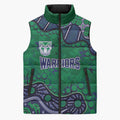 Personalized Newcastle Knights Sleeveless Puffer Jacket Aboriginal Pattern with Graffiti Style Design