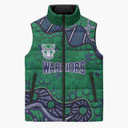 Personalized Newcastle Knights Sleeveless Puffer Jacket Aboriginal Pattern with Graffiti Style Design