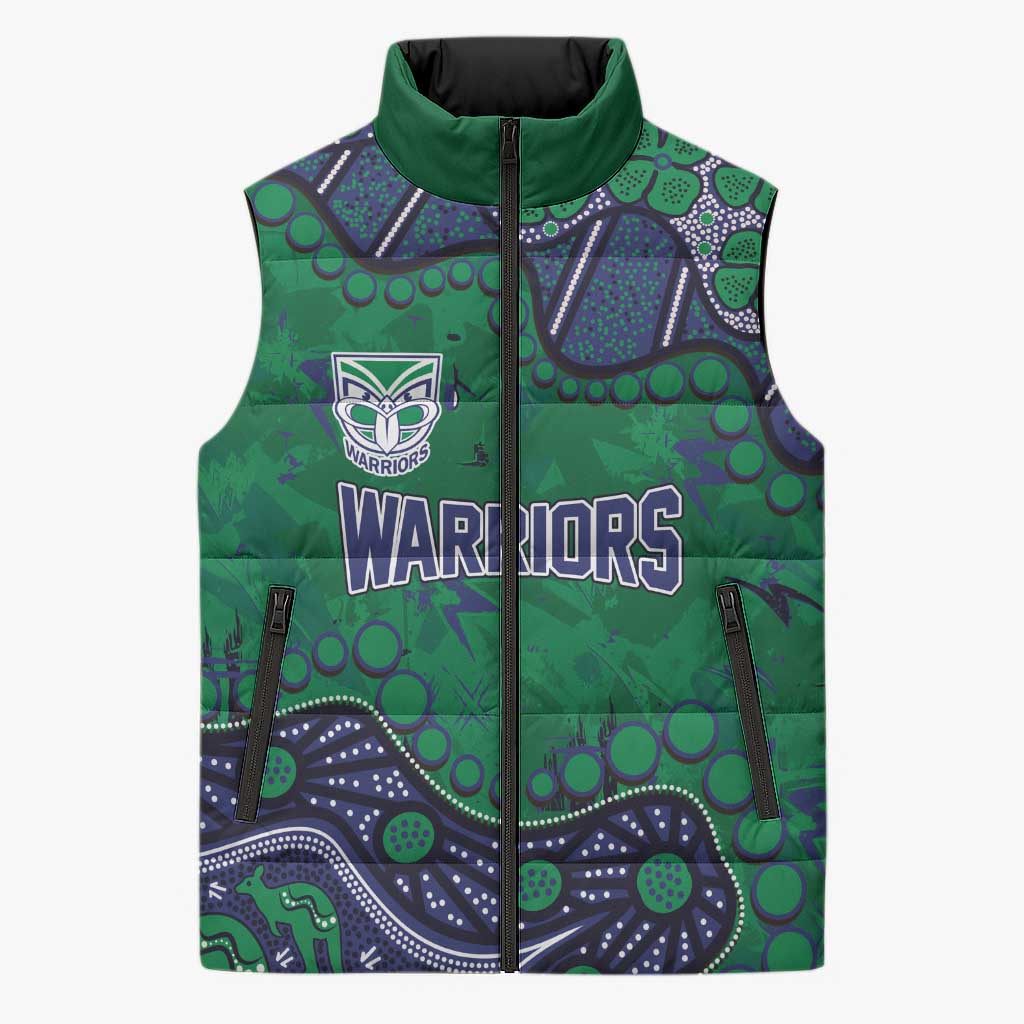 Personalized Newcastle Knights Sleeveless Puffer Jacket Aboriginal Pattern with Graffiti Style Design