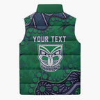 Personalized Newcastle Knights Sleeveless Puffer Jacket Aboriginal Pattern with Graffiti Style Design