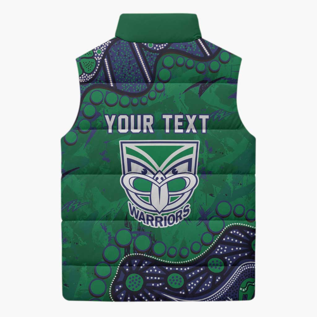 Personalized Newcastle Knights Sleeveless Puffer Jacket Aboriginal Pattern with Graffiti Style Design