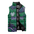 Personalized Newcastle Knights Sleeveless Puffer Jacket Aboriginal Pattern with Graffiti Style Design