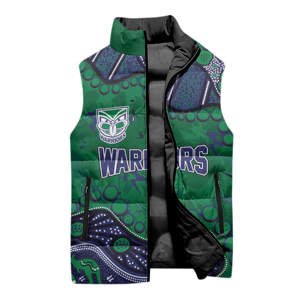 Personalized Newcastle Knights Sleeveless Puffer Jacket Aboriginal Pattern with Graffiti Style Design