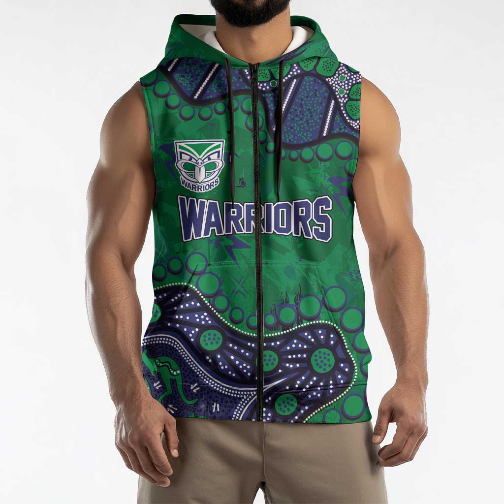 Personalized Newcastle Knights Sleeveless Zip Hoodie Aboriginal Pattern with Graffiti Style Design