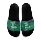 Personalized Newcastle Knights Slide Sandals Aboriginal Pattern with Graffiti Style Design