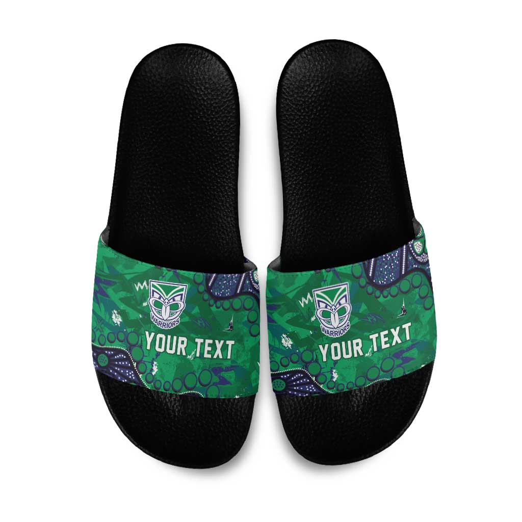 Personalized Newcastle Knights Slide Sandals Aboriginal Pattern with Graffiti Style Design