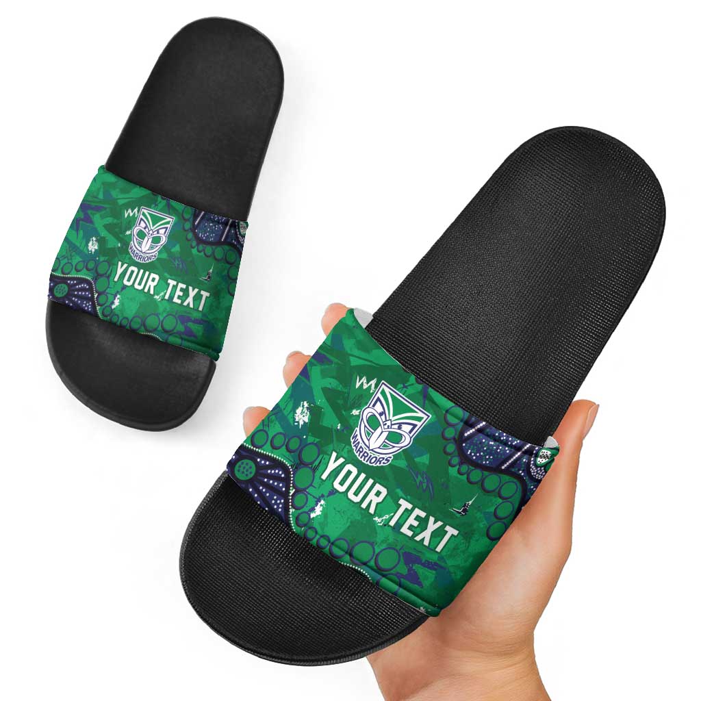 Personalized Newcastle Knights Slide Sandals Aboriginal Pattern with Graffiti Style Design