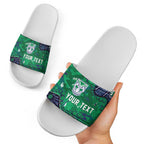 Personalized Newcastle Knights Slide Sandals Aboriginal Pattern with Graffiti Style Design