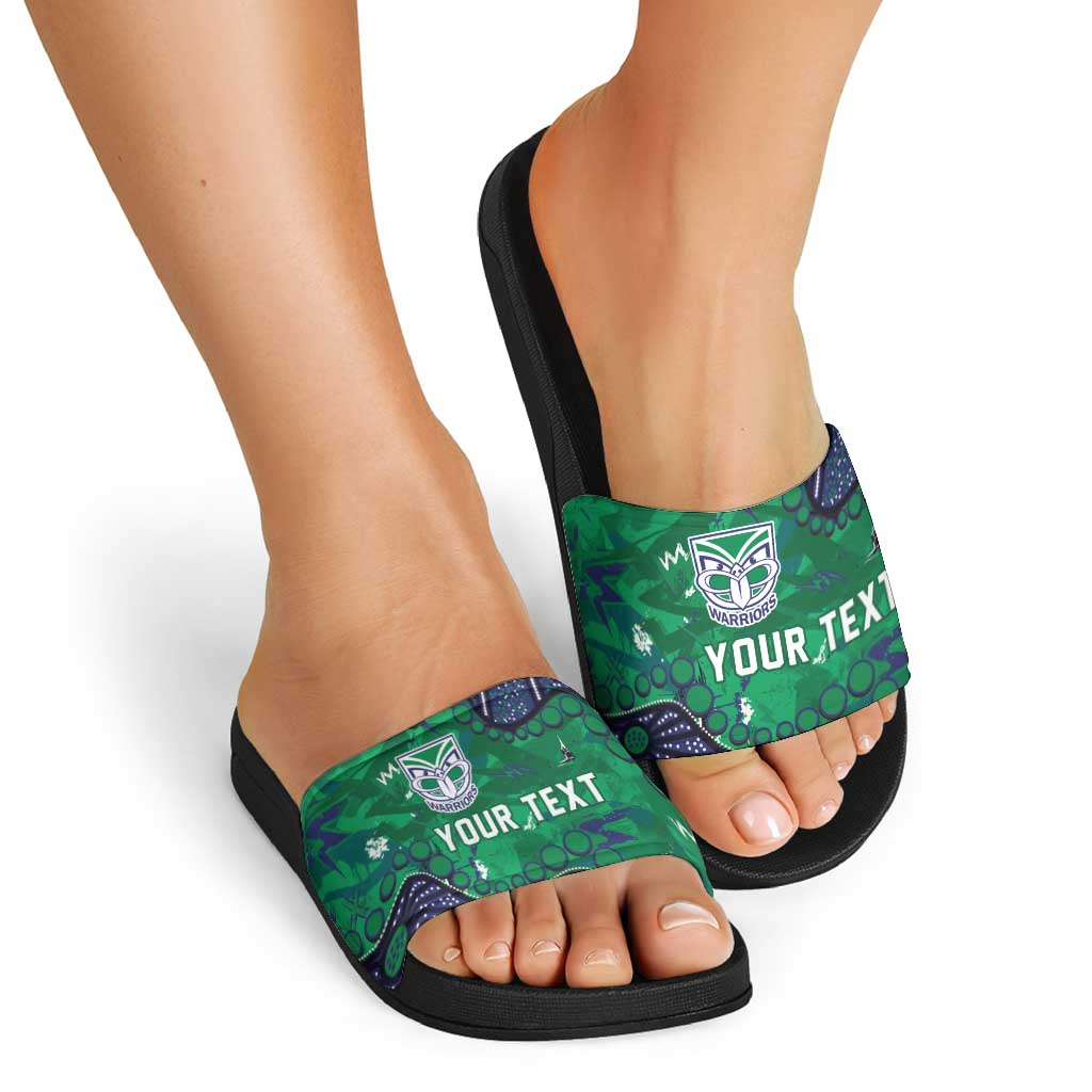 Personalized Newcastle Knights Slide Sandals Aboriginal Pattern with Graffiti Style Design