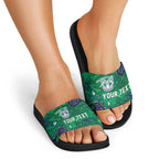 Personalized Newcastle Knights Slide Sandals Aboriginal Pattern with Graffiti Style Design