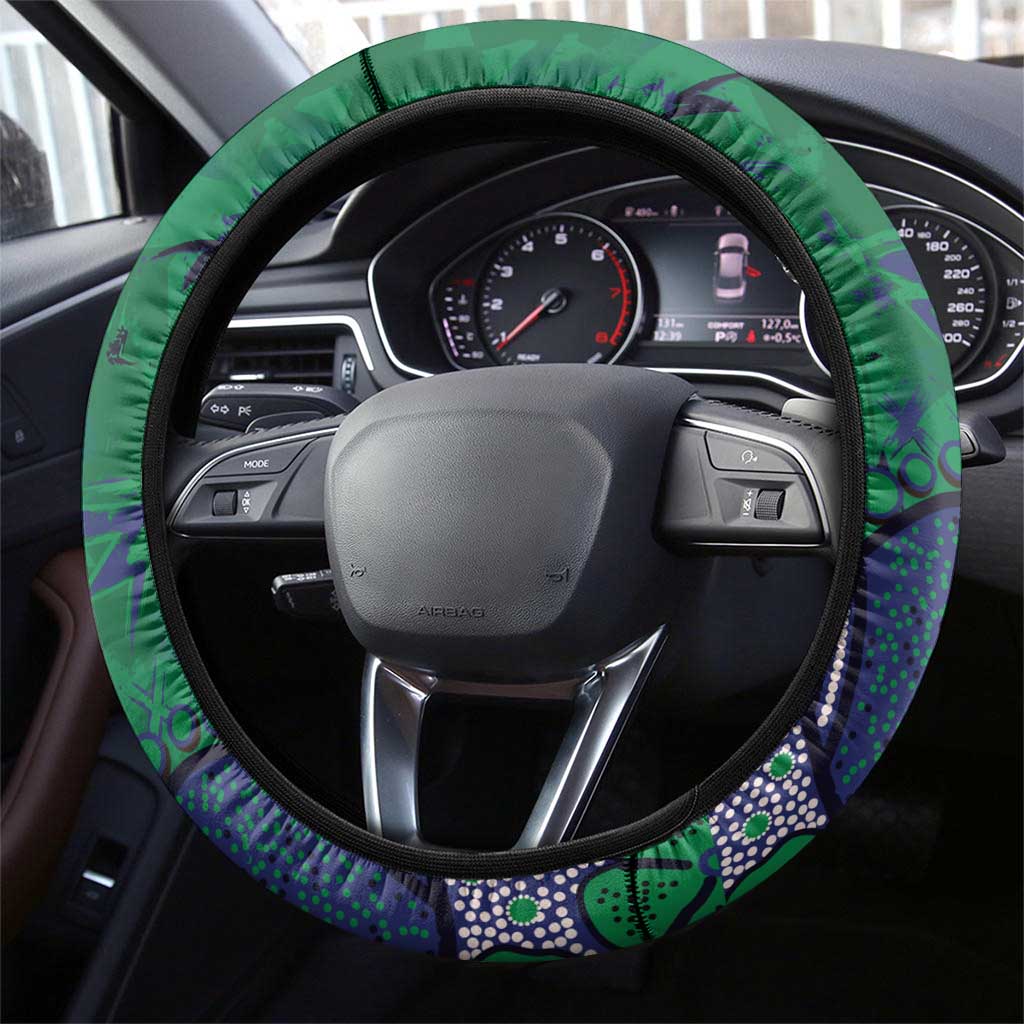 Newcastle Knights Steering Wheel Cover Aboriginal Pattern with Graffiti Style Design