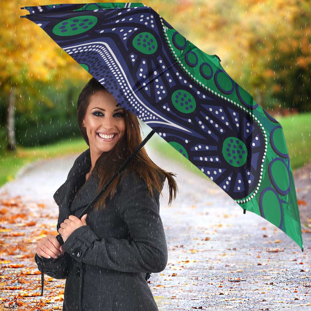 Personalized Newcastle Knights Umbrella Aboriginal Pattern with Graffiti Style Design
