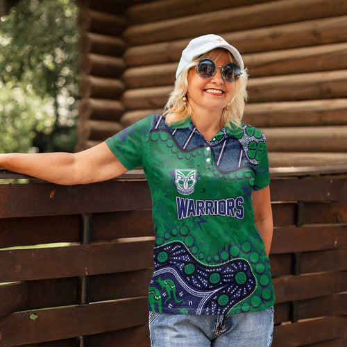 Personalized Newcastle Knights Women Polo Shirt Aboriginal Pattern with Graffiti Style Design