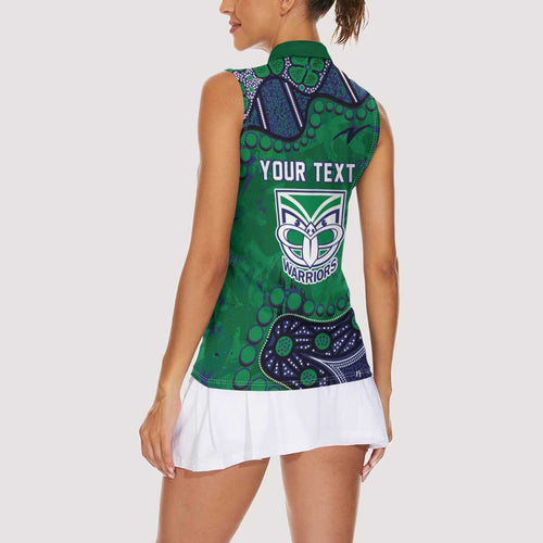 Personalized Newcastle Knights Women Sleeveless Polo Shirt Aboriginal Pattern with Graffiti Style Design