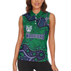 Personalized Newcastle Knights Women Sleeveless Polo Shirt Aboriginal Pattern with Graffiti Style Design