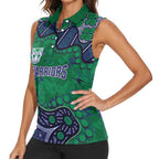 Personalized Newcastle Knights Women Sleeveless Polo Shirt Aboriginal Pattern with Graffiti Style Design