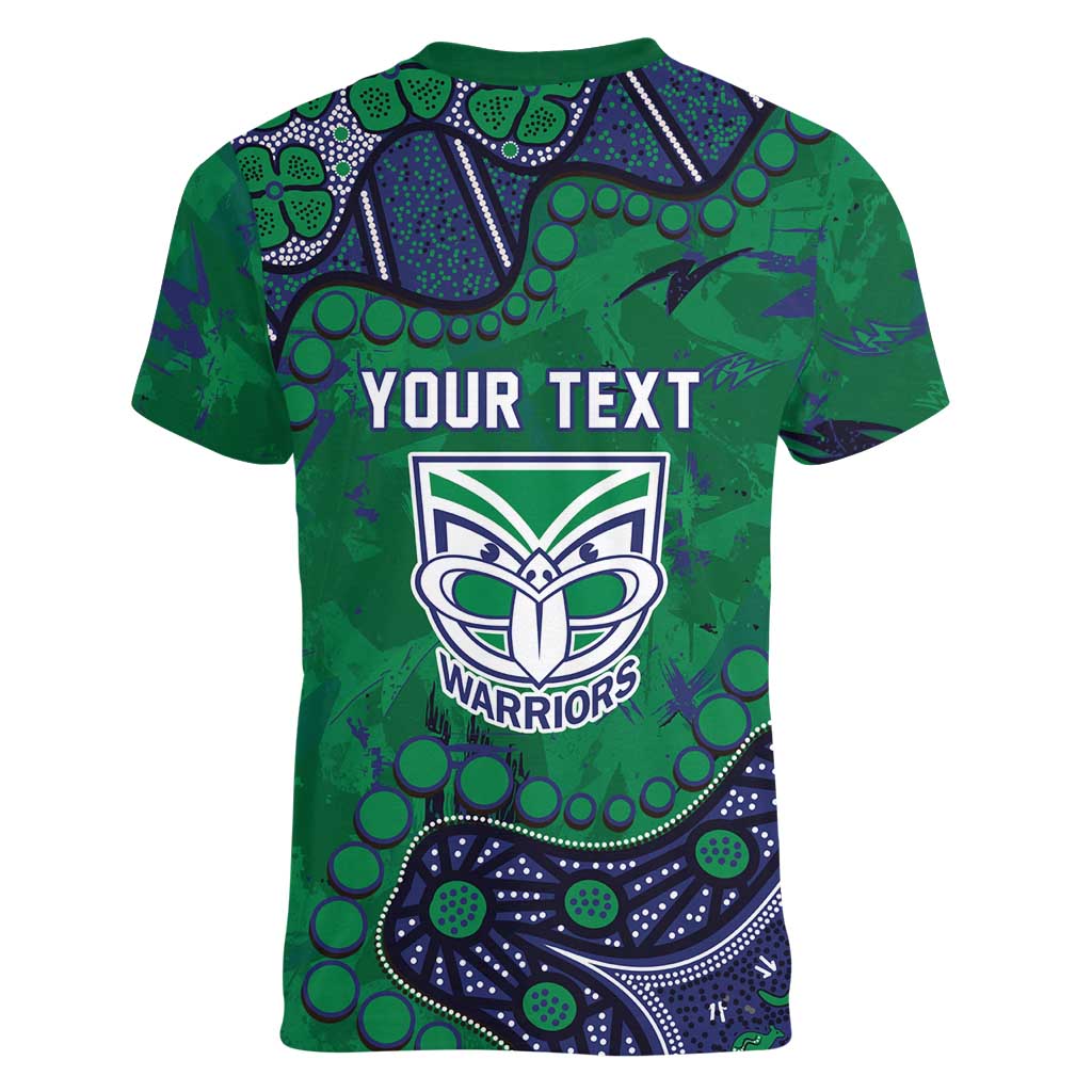 Personalized Newcastle Knights Women V-Neck T-Shirt Aboriginal Pattern with Graffiti Style Design