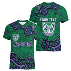 Personalized Newcastle Knights Women V-Neck T-Shirt Aboriginal Pattern with Graffiti Style Design