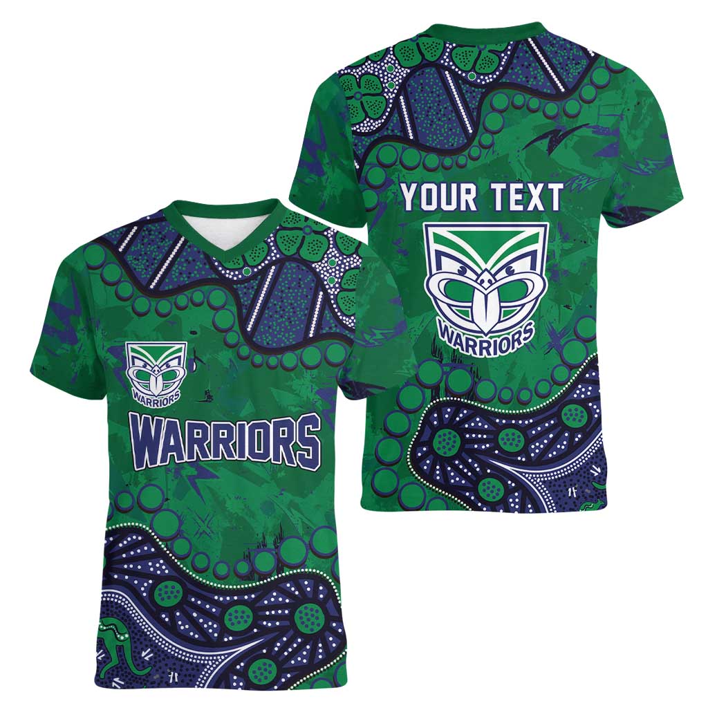 Personalized Newcastle Knights Women V-Neck T-Shirt Aboriginal Pattern with Graffiti Style Design