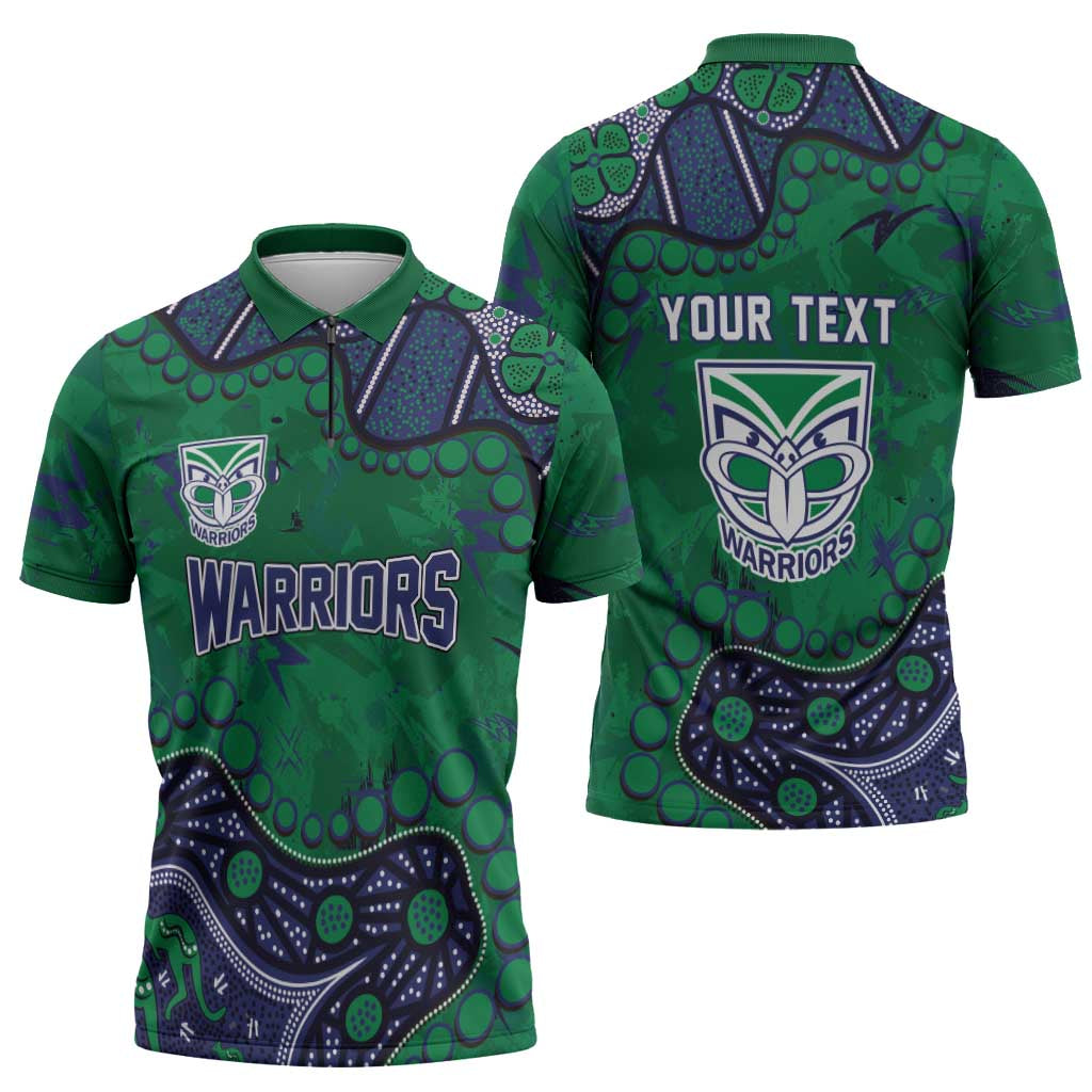 Personalized Newcastle Knights Zipper Polo Shirt Aboriginal Pattern with Graffiti Style Design