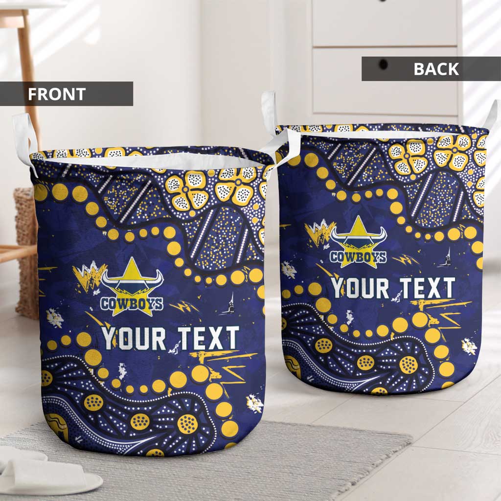 Personalized North Queensland Cowboys Laundry Basket Aboriginal Pattern with Graffiti Style Design