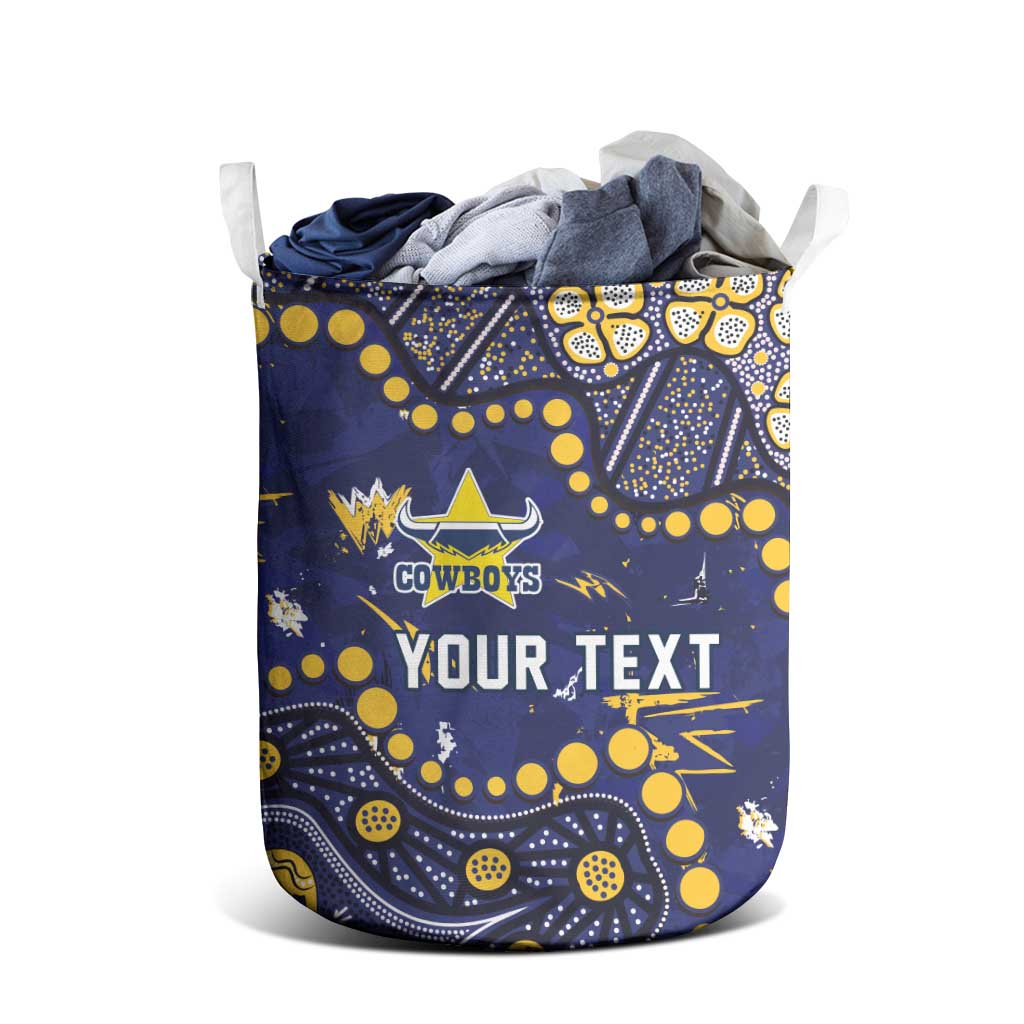 Personalized North Queensland Cowboys Laundry Basket Aboriginal Pattern with Graffiti Style Design