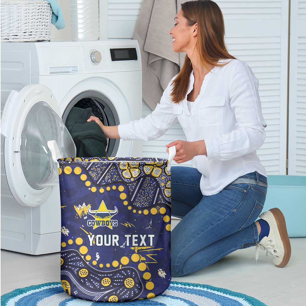 Personalized North Queensland Cowboys Laundry Basket Aboriginal Pattern with Graffiti Style Design