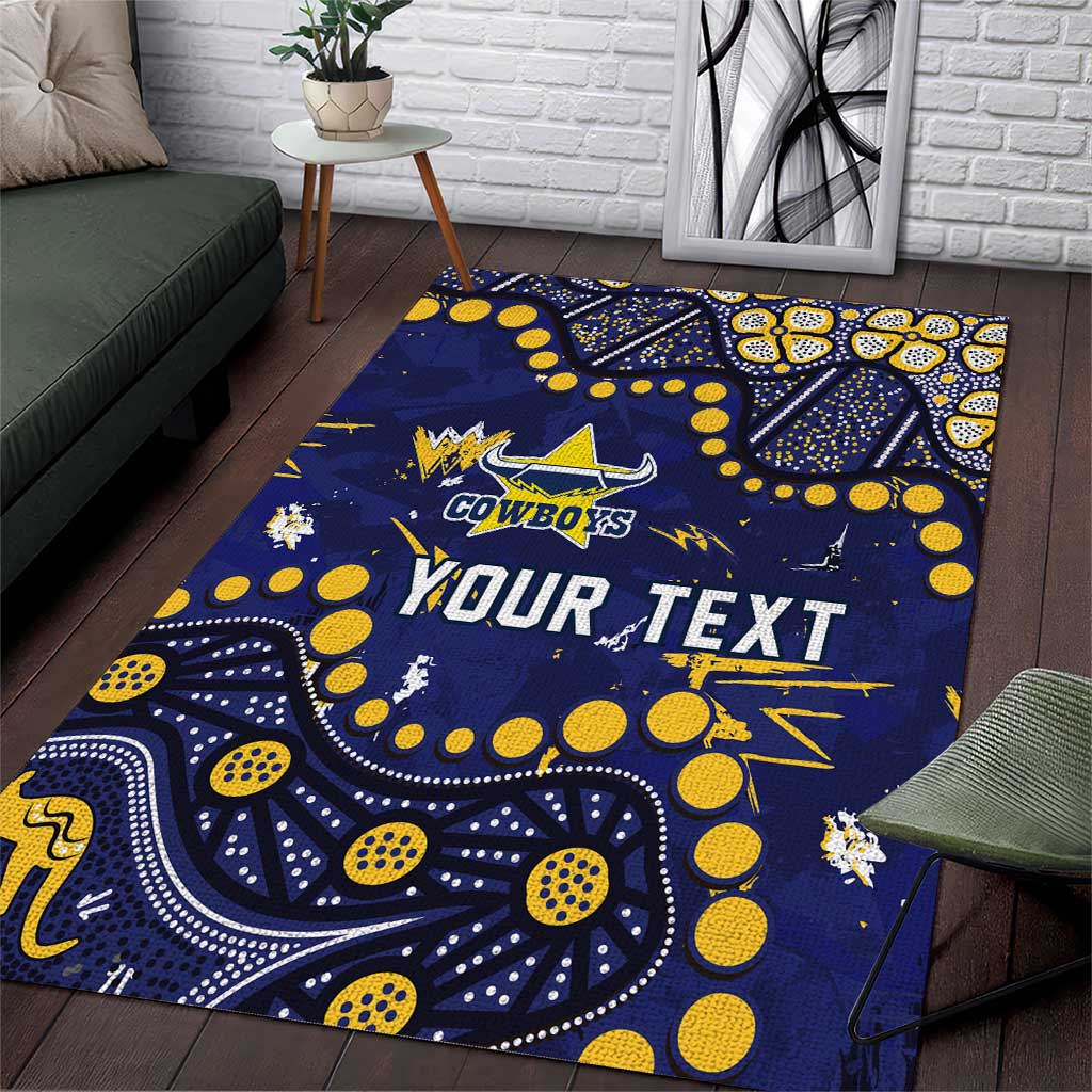 Personalized North Queensland Cowboys Area Rug Aboriginal Pattern with Graffiti Style Design