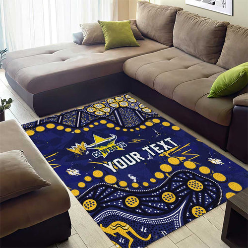 Personalized North Queensland Cowboys Area Rug Aboriginal Pattern with Graffiti Style Design
