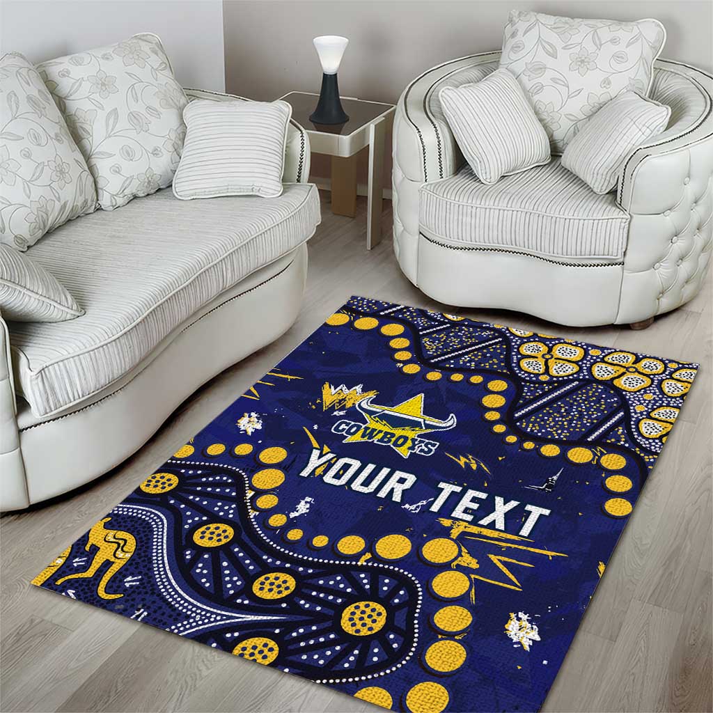 Personalized North Queensland Cowboys Area Rug Aboriginal Pattern with Graffiti Style Design