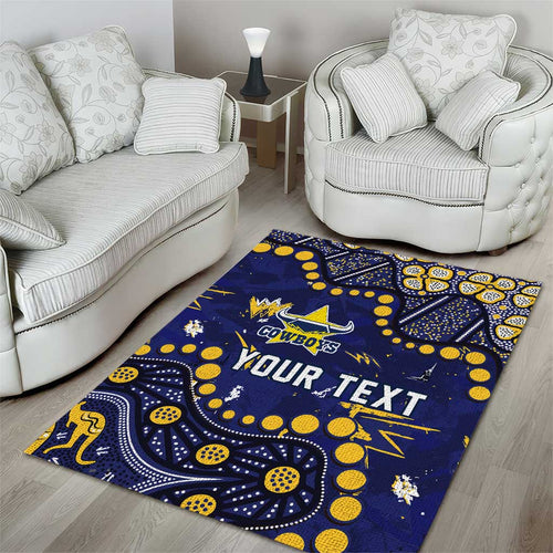 Personalized North Queensland Cowboys Area Rug Aboriginal Pattern with Graffiti Style Design