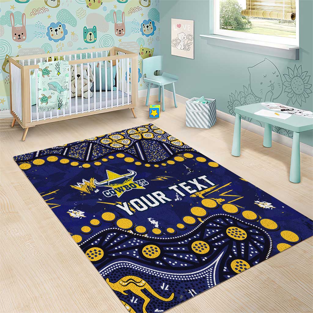 Personalized North Queensland Cowboys Area Rug Aboriginal Pattern with Graffiti Style Design