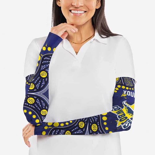 Personalized North Queensland Cowboys Arm Sleeves Aboriginal Pattern with Graffiti Style Design