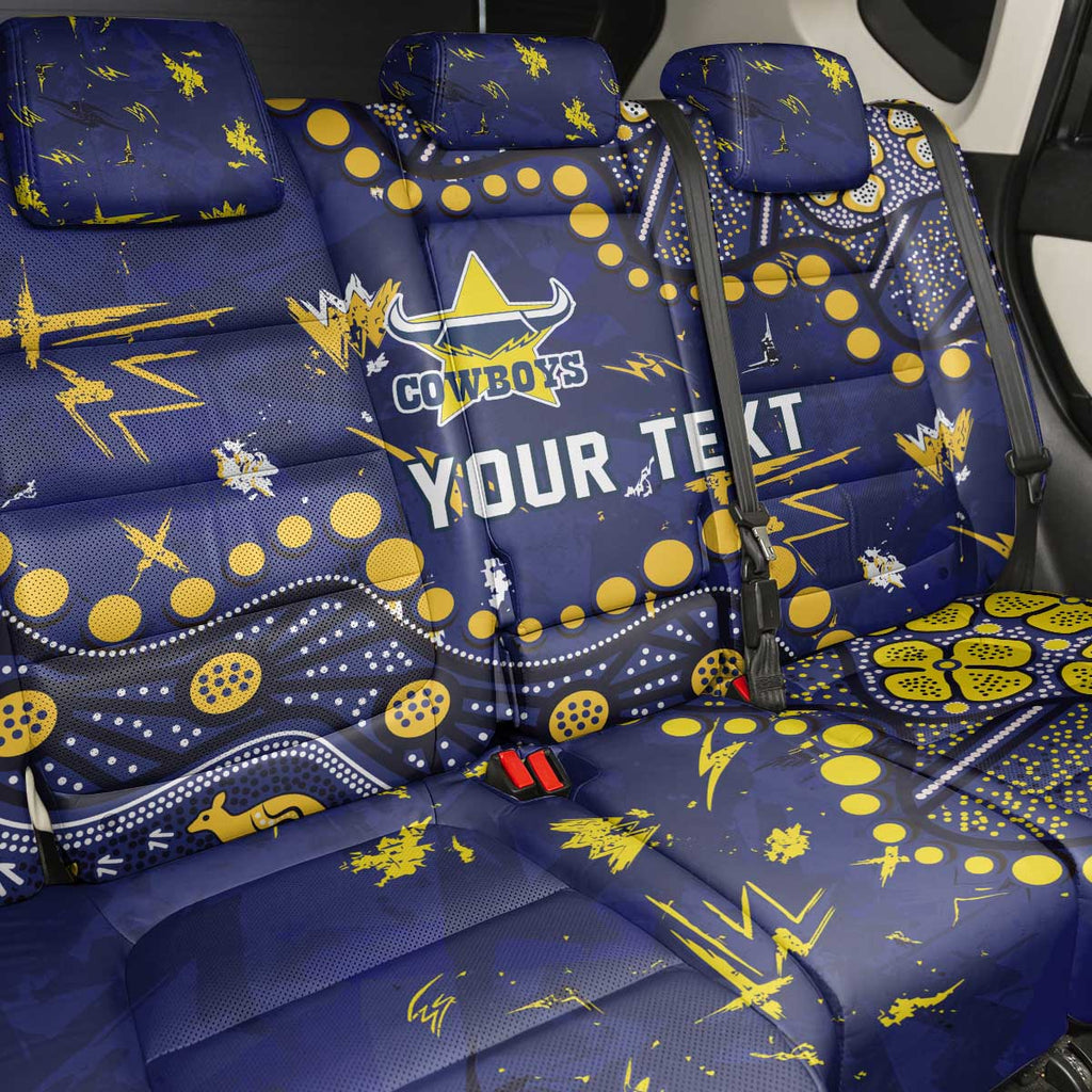 Personalized North Queensland Cowboys Back Car Seat Cover Aboriginal Pattern with Graffiti Style Design