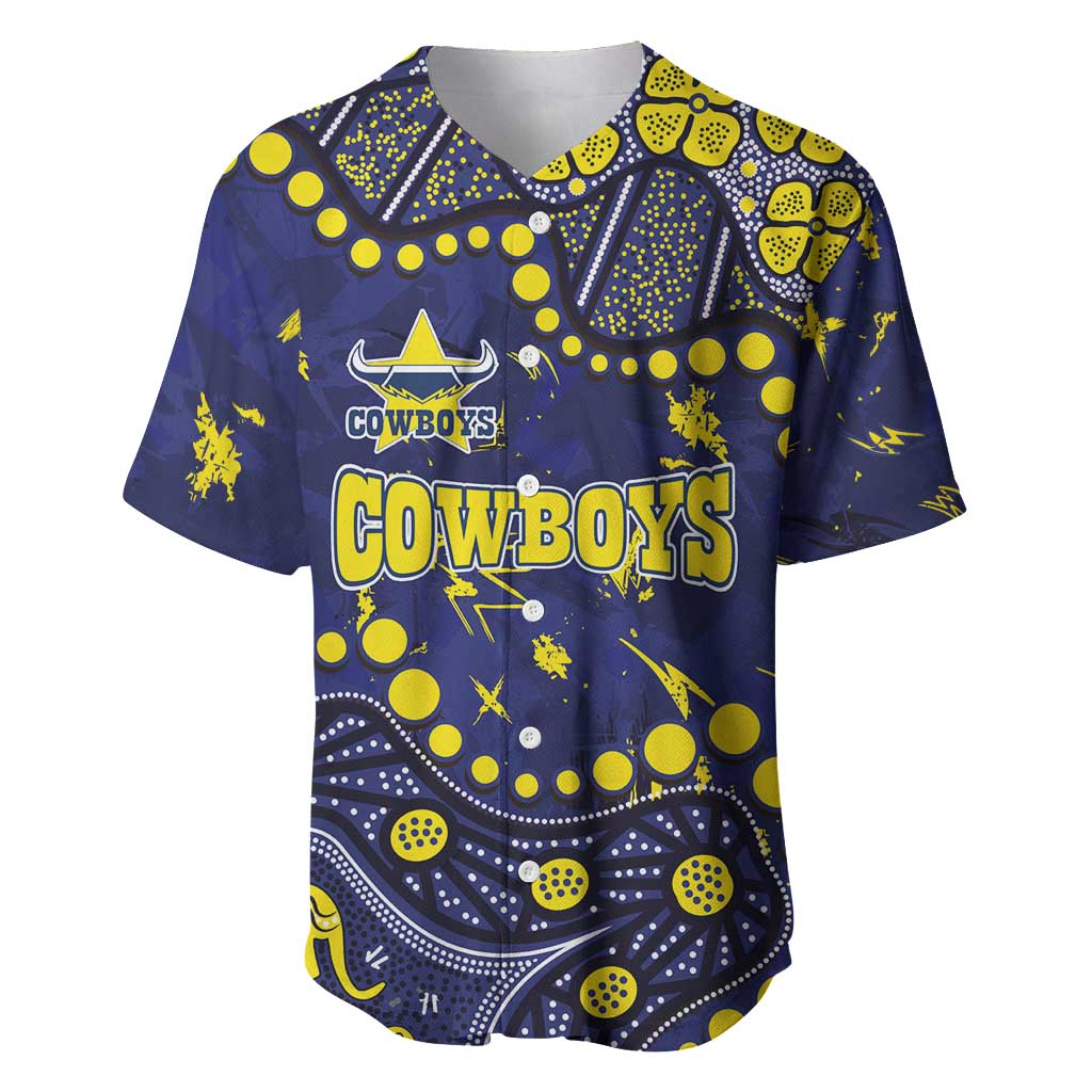 Personalized North Queensland Cowboys Baseball Jersey Aboriginal Pattern with Graffiti Style Design