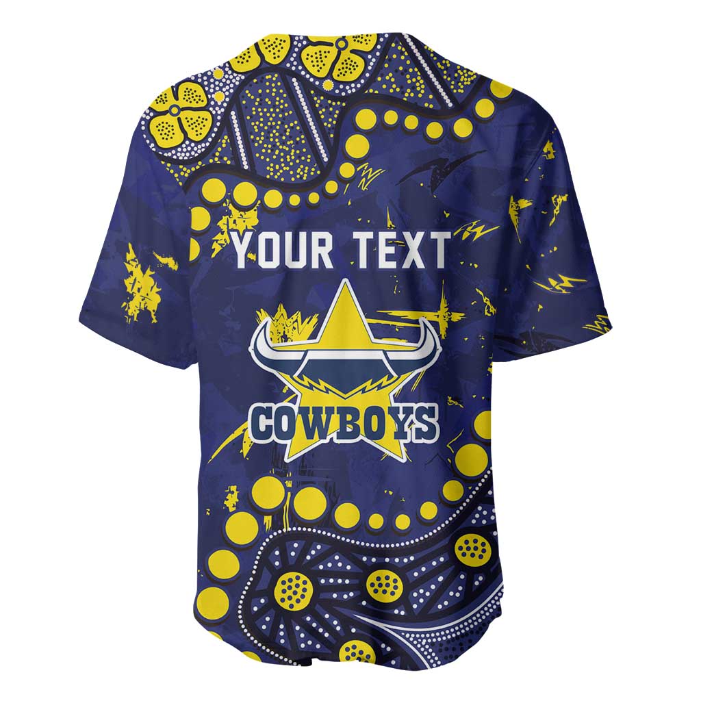 Personalized North Queensland Cowboys Baseball Jersey Aboriginal Pattern with Graffiti Style Design